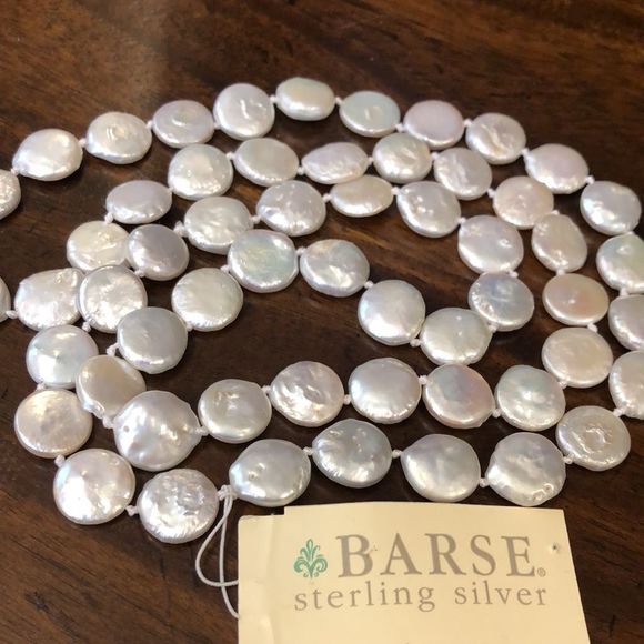 BARSE Genuine Single Strand Continuous Pearl Coin Necklace NWT - Picture 3 of 10